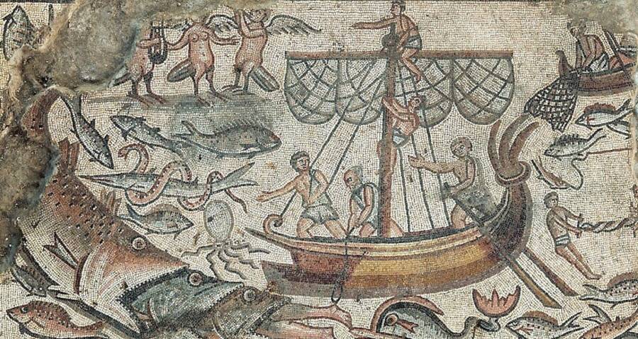 Jonah And Three Fishes Mosaic