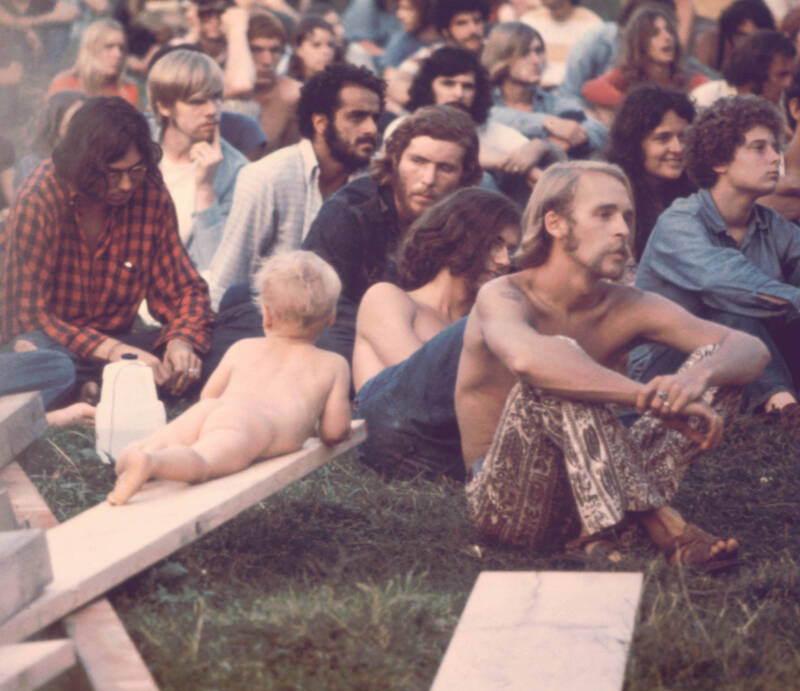 Naked Baby In Woodstock Crowd