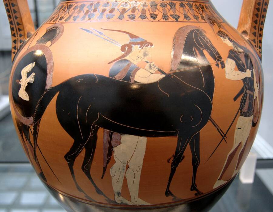 Amazons During Trojan War Depicted On Amphora