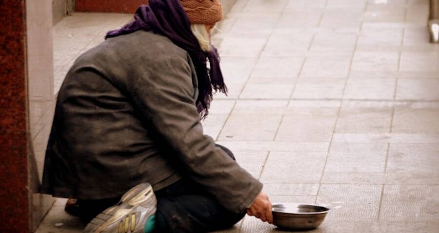 homeless people begging