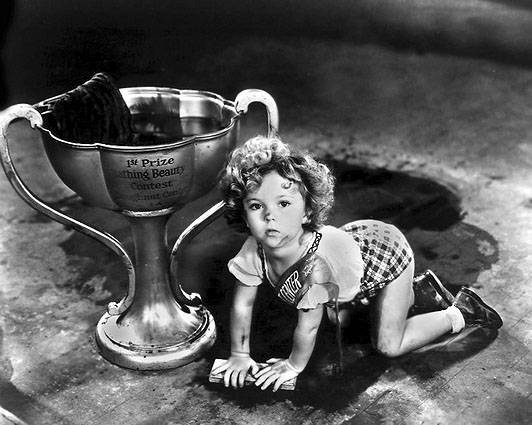 Baby Shirley Temple Cleaning Floor