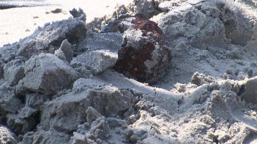 Civil War Cannonball In The Sand