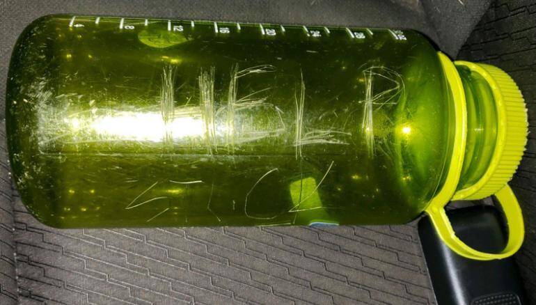 Green Water Bottle With Help Engraved