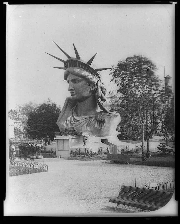 Head Of Liberty Statue In Paris Park
