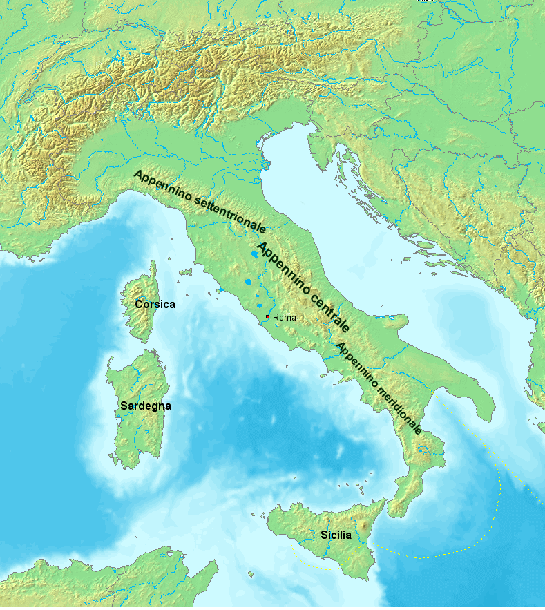 Relief Map Of The Apennines
