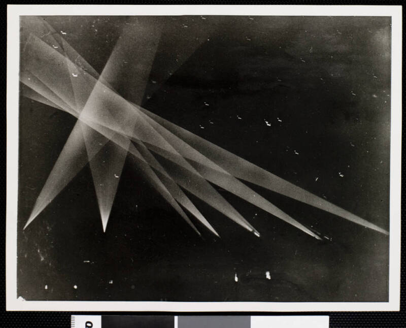 Searchlights Sweep The Skies During The Battle Of Los Angeles