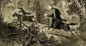 Drawing Of Ichabod Crane Chased By The Headless Horseman