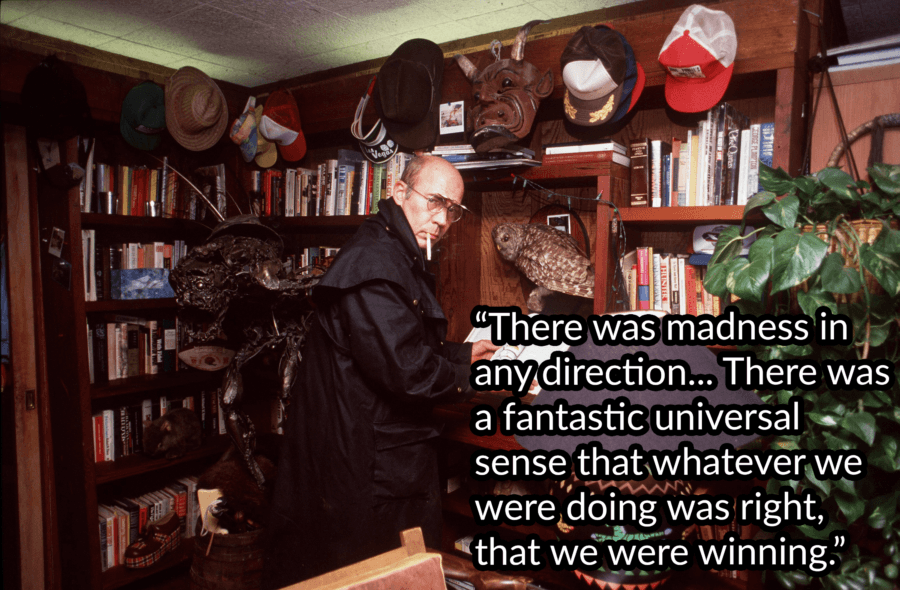 Hunter Thompson Smoking In His Library