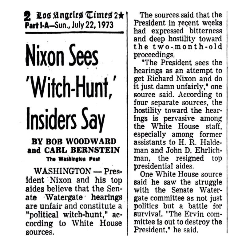 Nixon Witch Hunt Headline