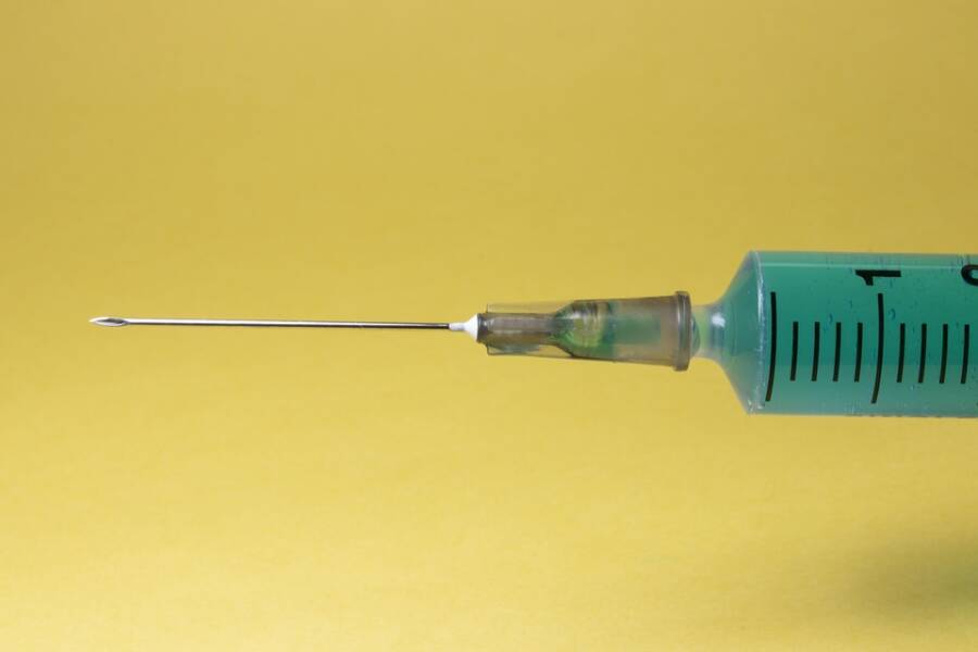 Filled Syringe And Needle Tip