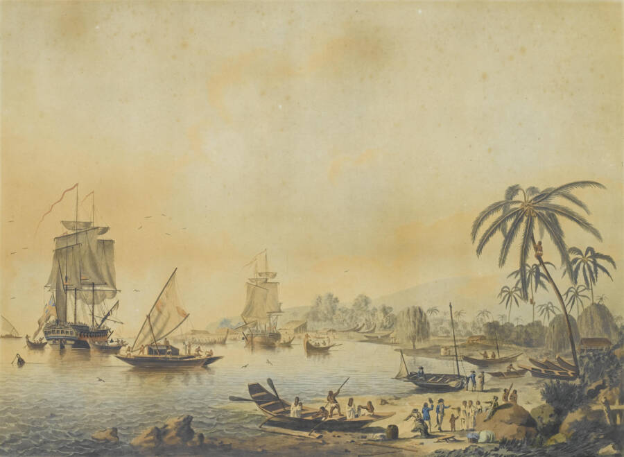 Resolution And Discovery Ships In Tahiti