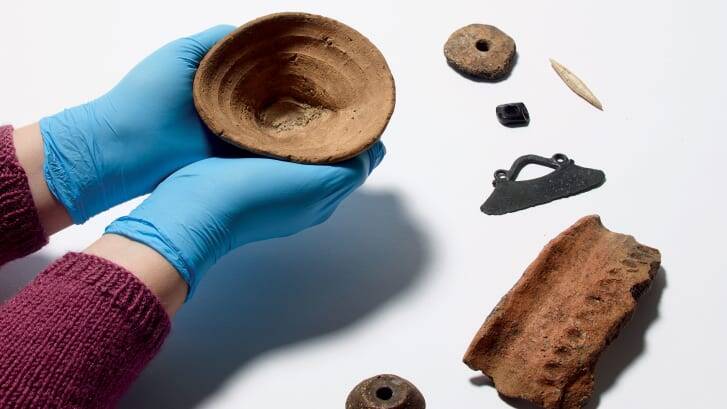 Ancient Minoan Cup Being Analyzed
