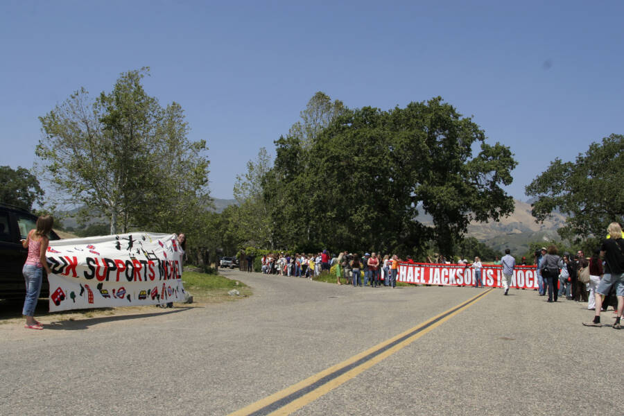 Banners And Fans At Neverland Ranch Entry