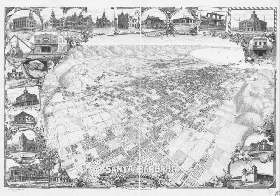 Illustrated Panoramic Maps Santa Barbara California 1898