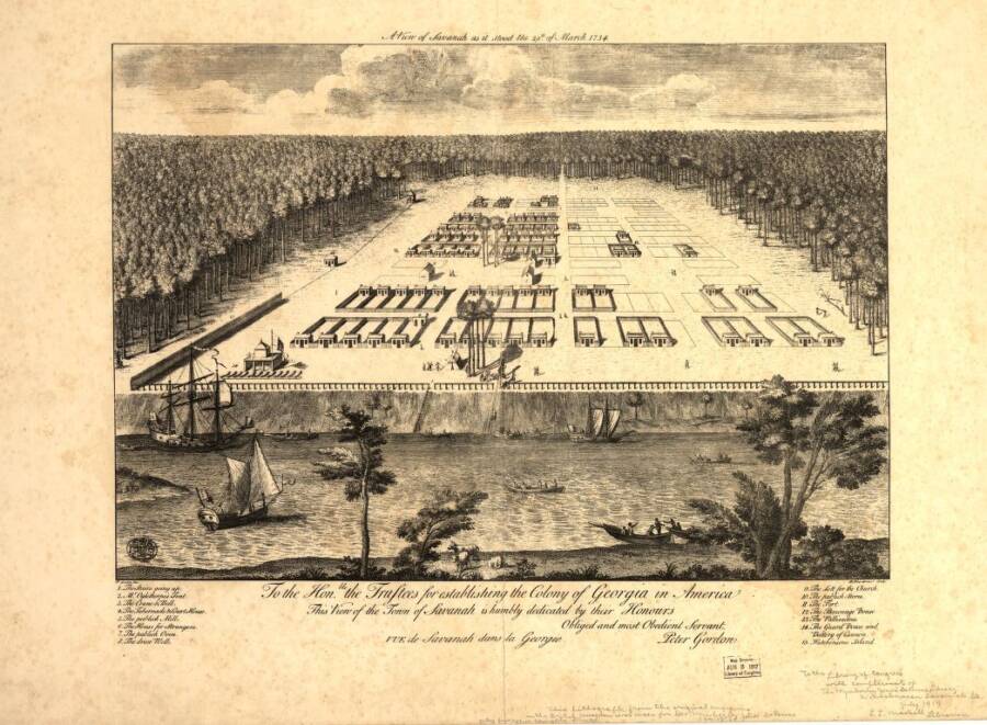 Illustrated Panoramic Maps Savannah Georgia 1734