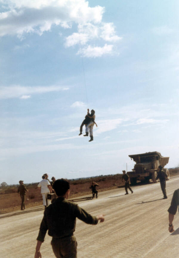 Pitsenbarger Being Lowered From Helicopter