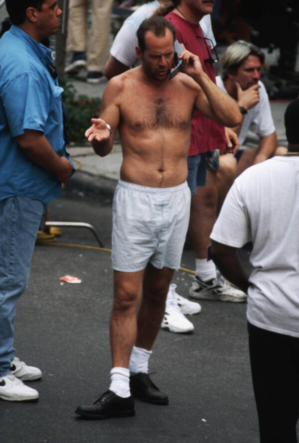 Bruce Willis On The Phone During Die Hard Three