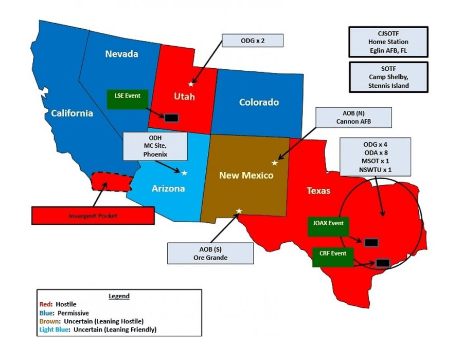 Mapa USASOC para Jade Helm
