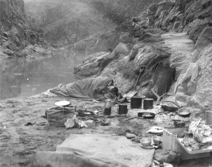 Expedition Member Sleeps Camp