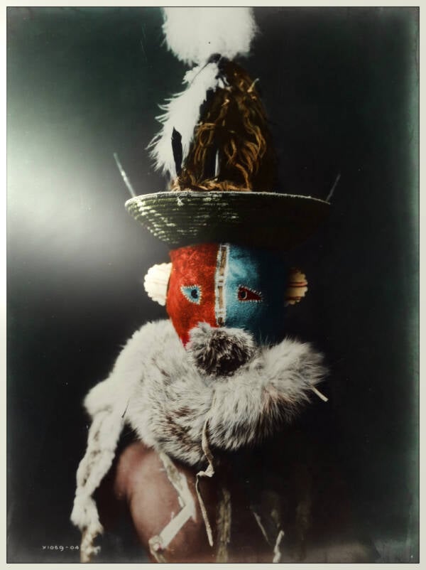 Native American Man In A Colorful Mask