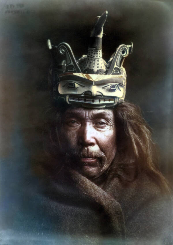 33 Colorized Photos Of Native American Masks From The Early 1900s