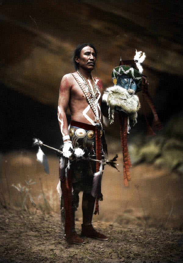 33 Colorized Photos Of Native American Masks From The Early 1900s