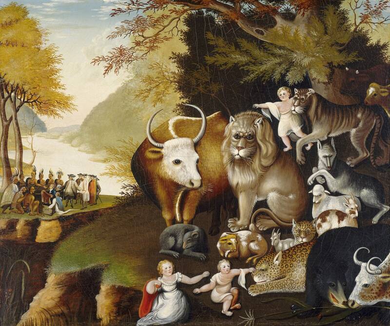 Painting Of Cows And Cupids In An Idyllic Garden