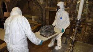 Researchers With The Reliquary Of Saint Eanswythe