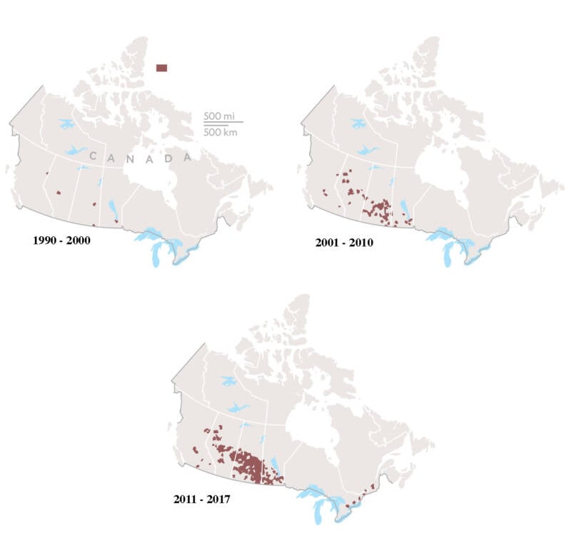Map Of Canadian Feral Hog Spread