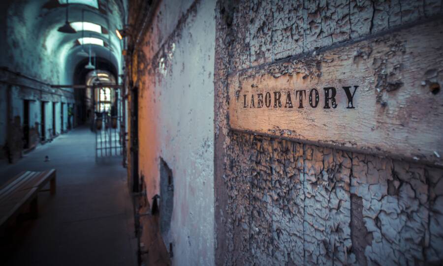 Old Prison Laboratory Sign