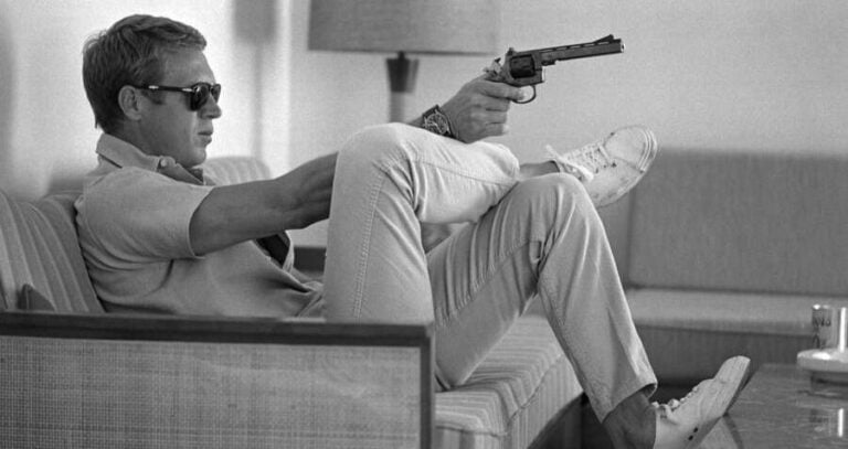 Steve Mcqueen Posing With Gun