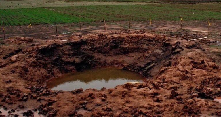 Carancas Crater Filled With Water