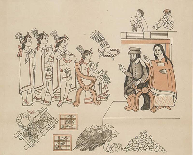 Painting Of Cortés, Moctezuma, And La Malinche