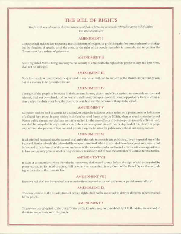 Printed Version Of Bill Of Rights