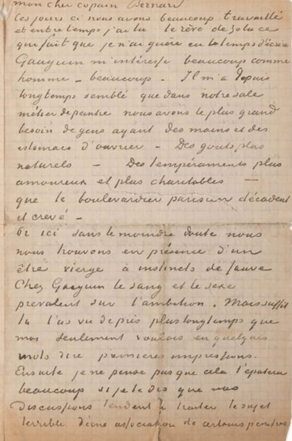 Page 3 Of Vincent Van Gogh And Paul Gauguin's Letter