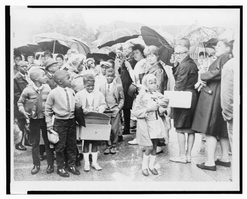 Black Children Pass Busing Protestors