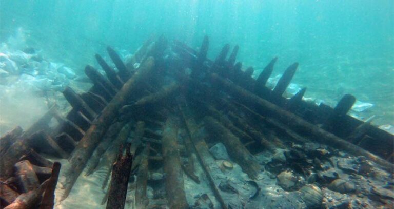 Byzantine Shipwreck Hull In Israel