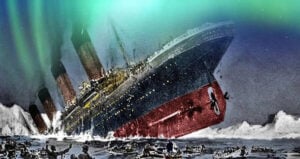 Titanic Sinking Under An Aurora
