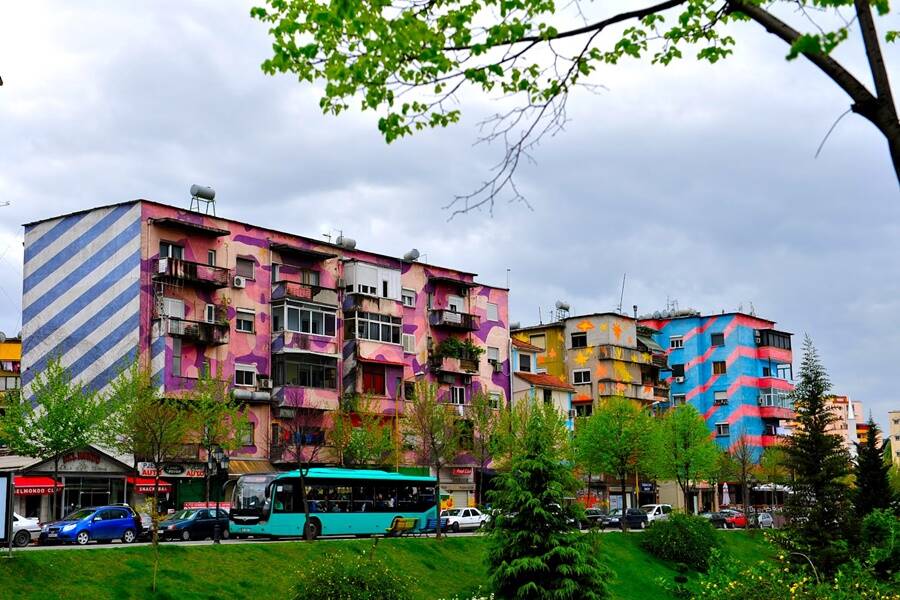 Painted Buildings In Tirana