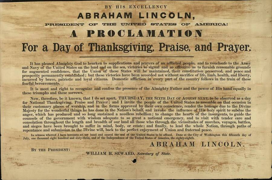 Abraham Lincoln's Thanksgiving Proclamation