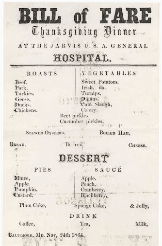 Thanksgiving Menu 1864