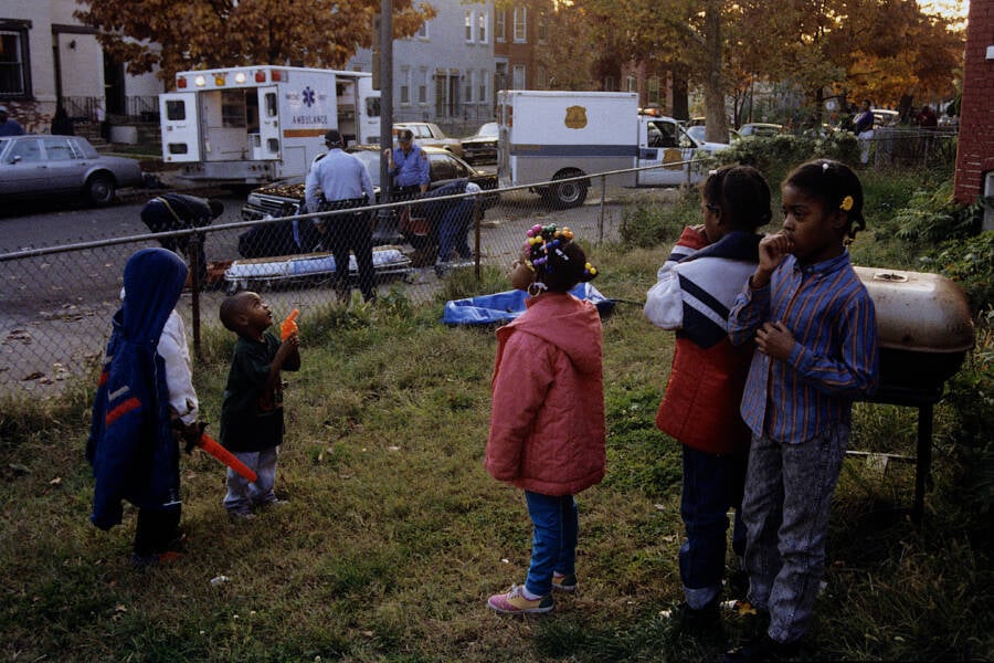 Children Watching Ambulance