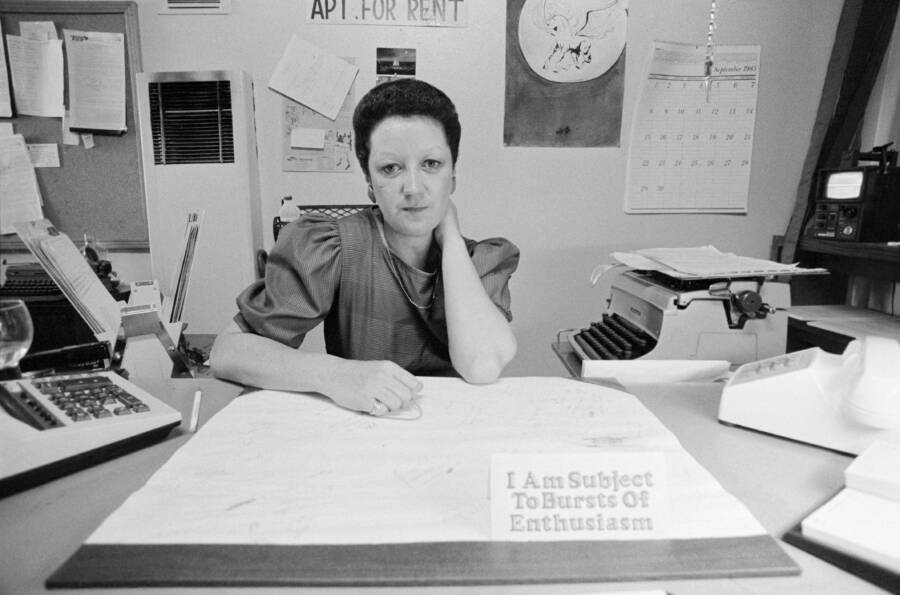Bettmann/Getty Images Norma McCorvey sitting in her Dallas office in 1985.