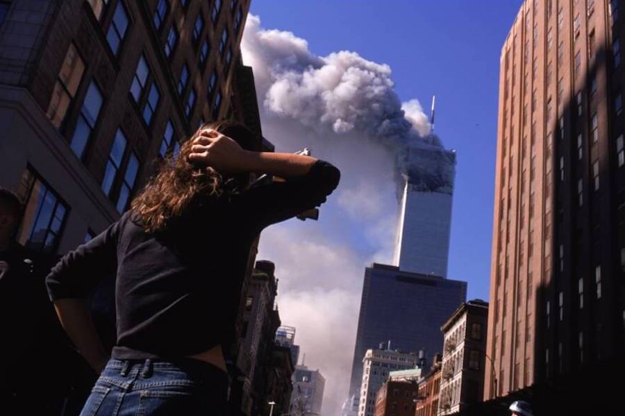 Woman Watching Twin Towers Burn