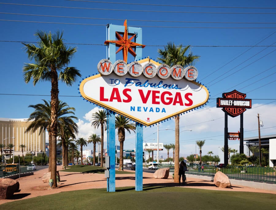Cartel de bienvenida en Las Vegas