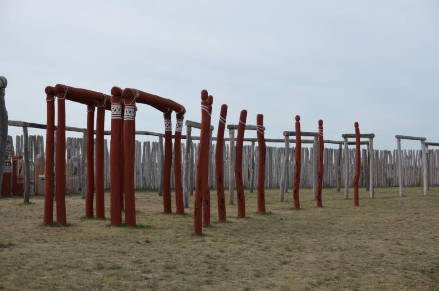 Wooden Red Posts At German Stonehenge