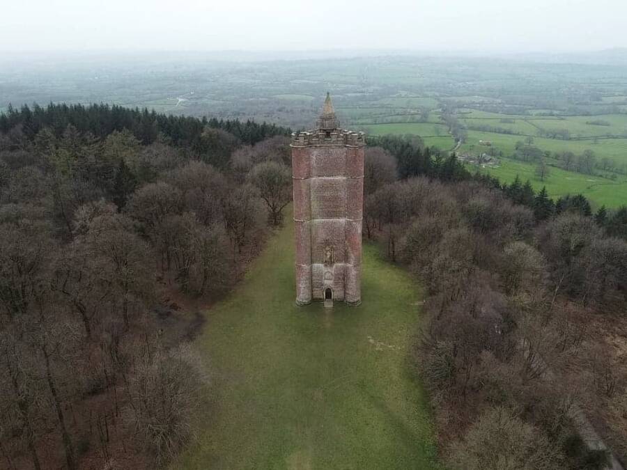 Aerial View Of King Alfreds Tower Facade