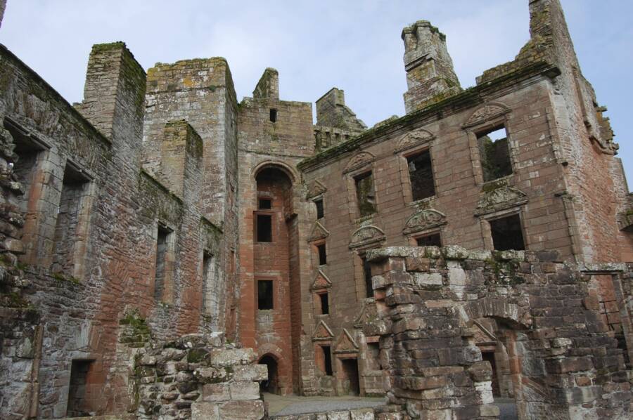 Inside Caerlaverock Castle