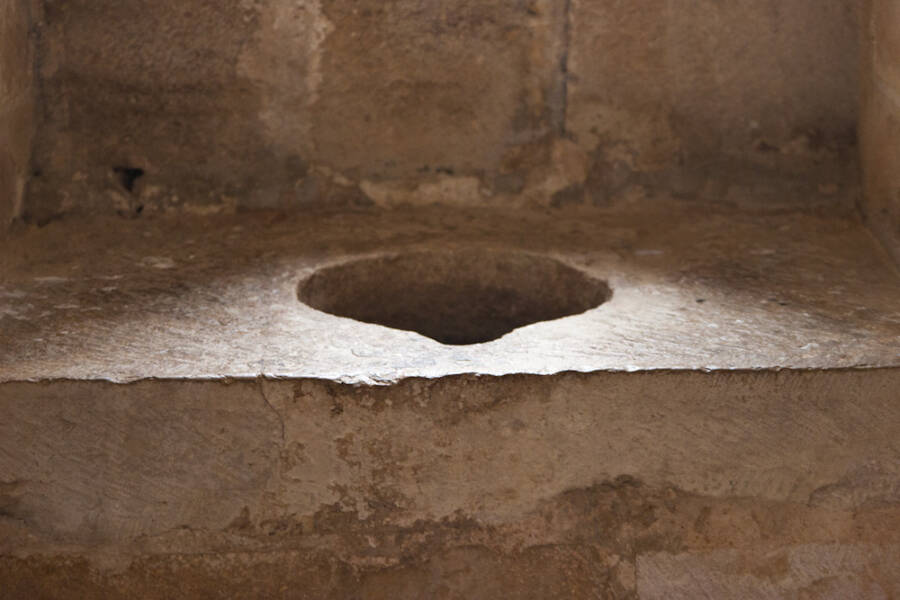 Closeup On Medieval Toilet Seat