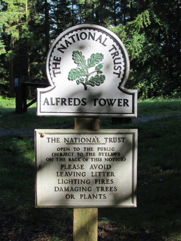 National Trust Sign At King Alfreds Tower